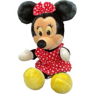 Vintage Disneyland Minnie Mouse Plush Toy 10" Polka Dot Dress & Bow Polyester